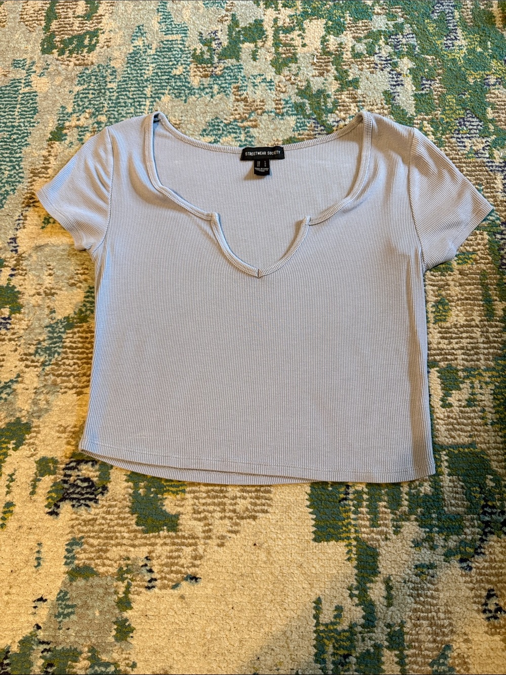 T.J.Maxx Light Lavender Ribbed Notch-Neck Crop Top
